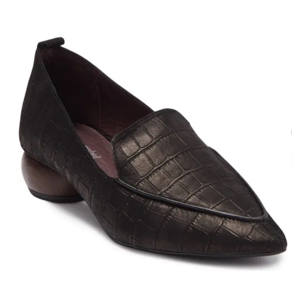 Jeffery Campbell - Viona Black Patent Croc Leather Pointed Toe Circle Heels 8.5 - Picture 2 of 10